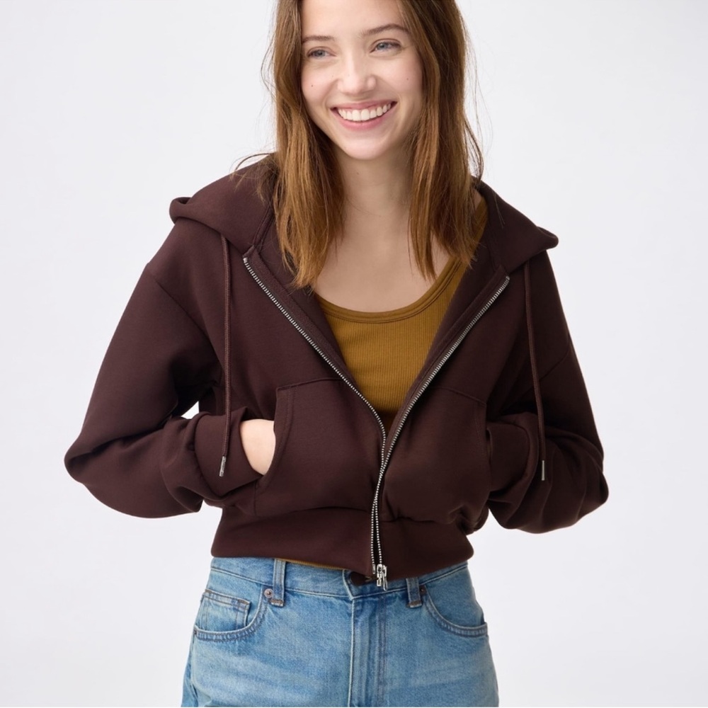 Universal Thread Brown Cropped Zip-Up Hoodie